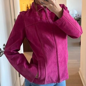 Y2K Vibrant Pink Bernardo Leather Jacket